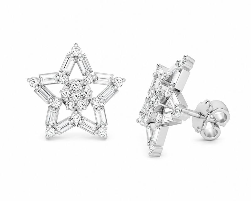 STAR FASHION STUD, White gold