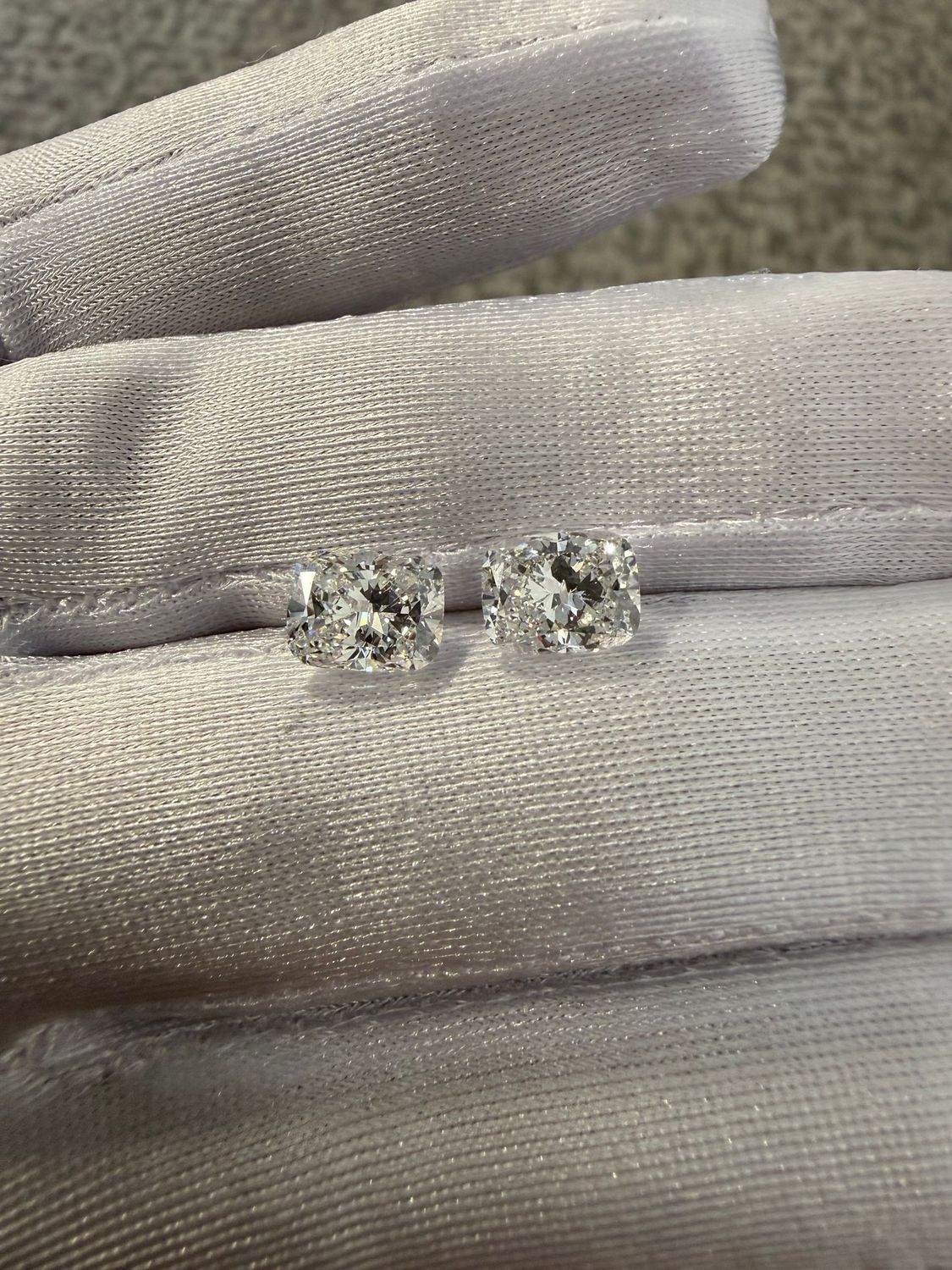 4.16 ct Elongated Cushion Diamonds Studs