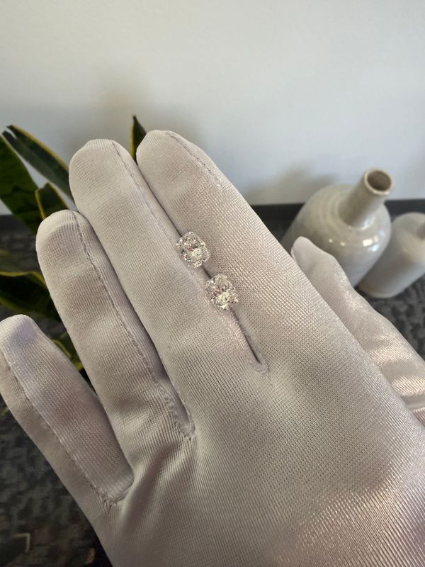 2.00 ct Elongated Cushion Diamonds Studs