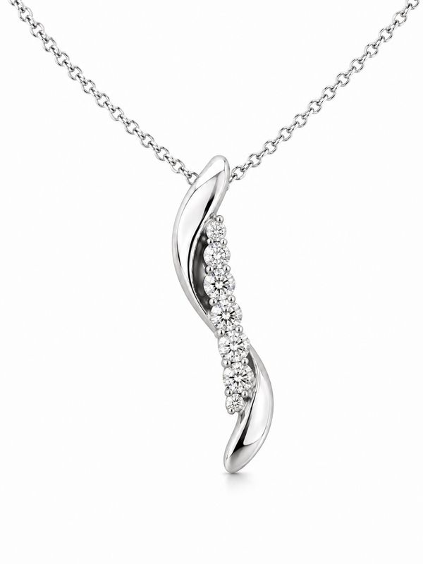 14K White Gold Natural Diamond Pendant Necklace – 0.23 CTW