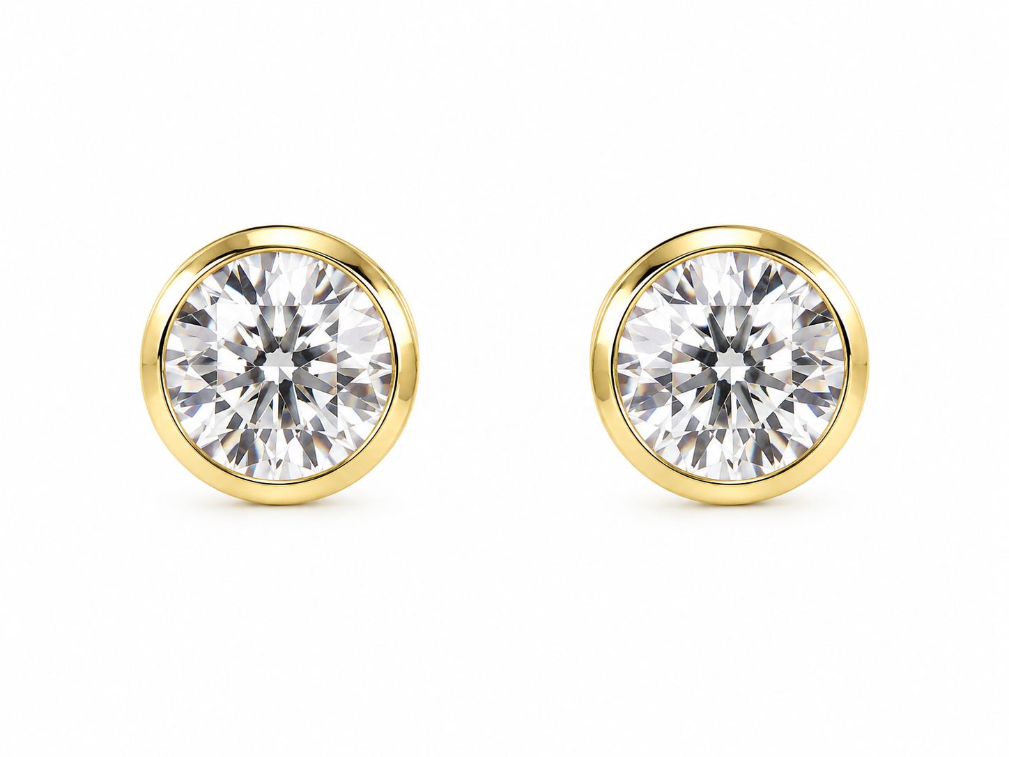 14K Yellow Gold Lab-Grown Diamond Bezel Stud Earrings 4.08 14K Yellow Gold Lab-Grown Diamond Bezel Stud Earrings 4.08