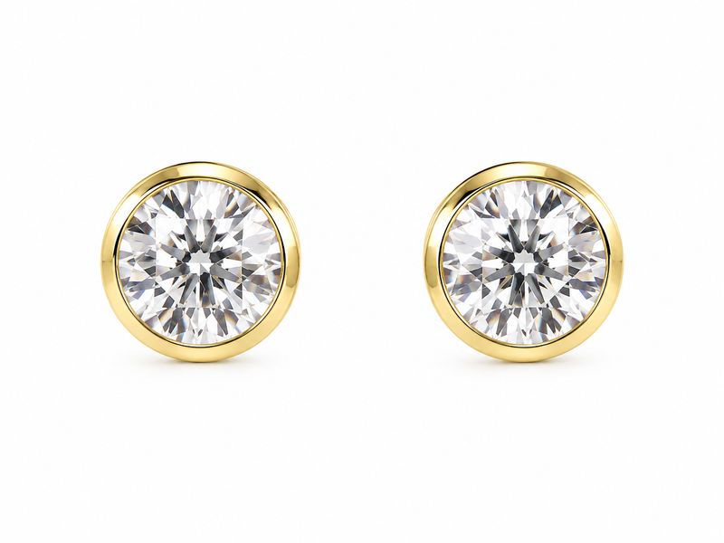 14K Yellow Gold Lab-Grown Diamond Bezel Stud Earrings  4.08