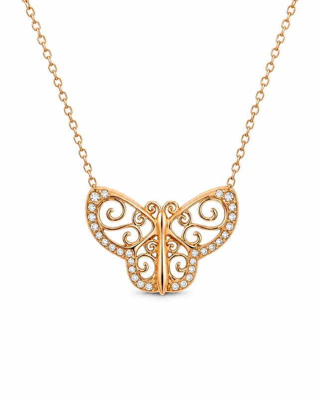Rose Gold-Dipped Sterling Silver Butterfly Necklace