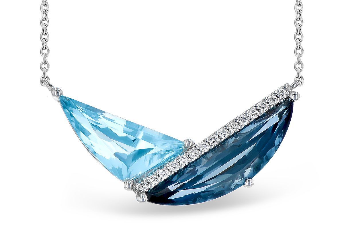 14K White Gold Blue Topaz & Diamond Statement Necklace 14K White Gold Blue Topaz & Diamond Statement Necklace
