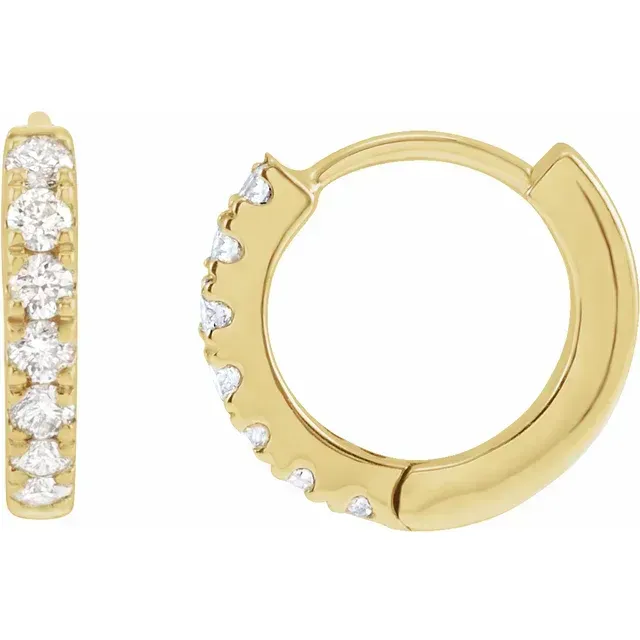 14K Yellow Gold Diamond Huggie Hoops Petite Sparkle, Everyday Perfection 14K Yellow Gold Diamond Huggie Hoops Petite Sparkle, Everyday Perfection