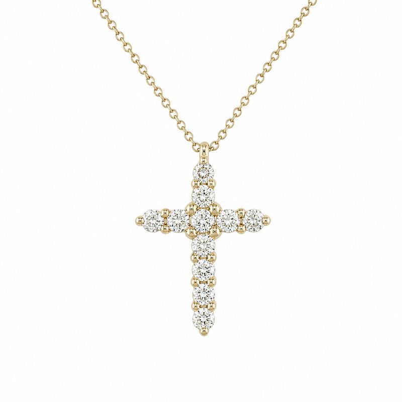 14K Yellow Gold Diamond Cross Pendant  Faith, Elegance, and Timeless Brilliance