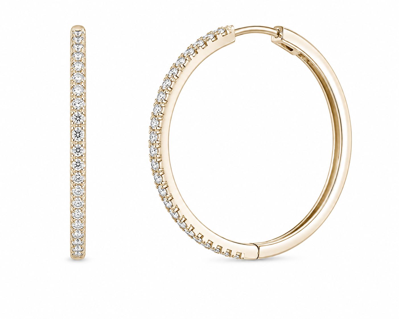 14K Yellow Gold Diamond Hoop Earrings Timeless Everyday Luxury 14K Yellow Gold Diamond Hoop Earrings Timeless Everyday Luxury