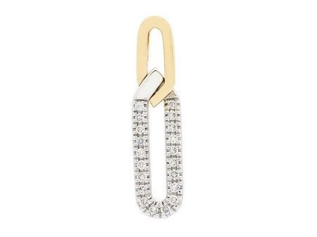 14K Yellow & White Gold Diamond Linked Geometric Pendant Modern Elegance with a Bold Twist