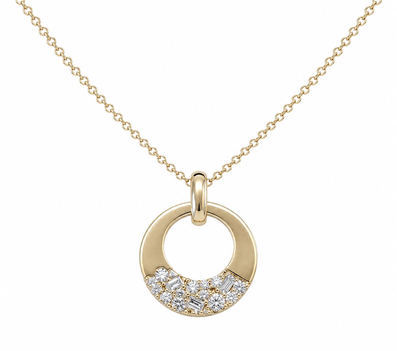 14K Yellow Gold Diamond Circle Pendant Modern Grace with Timeless Sparkle 14K Yellow Gold Diamond Circle Pendant Modern Grace with Timeless Sparkle