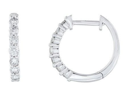 14K White Gold Diamond Hoop Earrings 15MM Everyday Luxury Hoops 14K White Gold Diamond Hoop Earrings 15MM Everyday Luxury Hoops