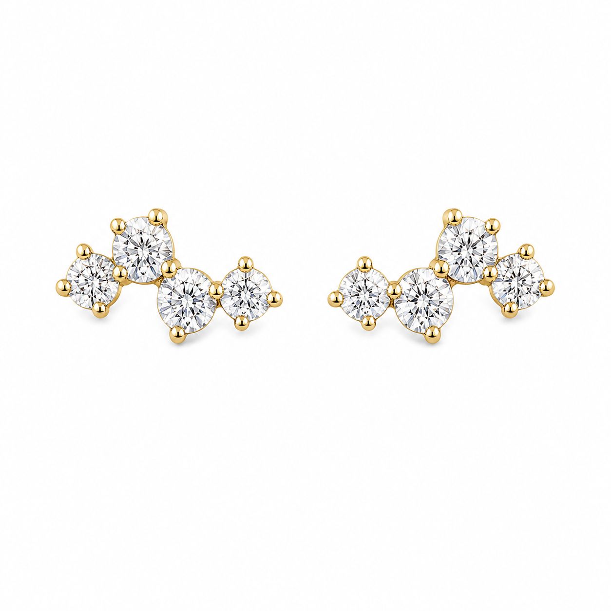 14K Yellow Gold Diamond Cluster Stud Earrings Modern Sparkle with Effortless Elegance 14K Yellow Gold Diamond Cluster Stud Earrings Modern Sparkle with Effortless Elegance