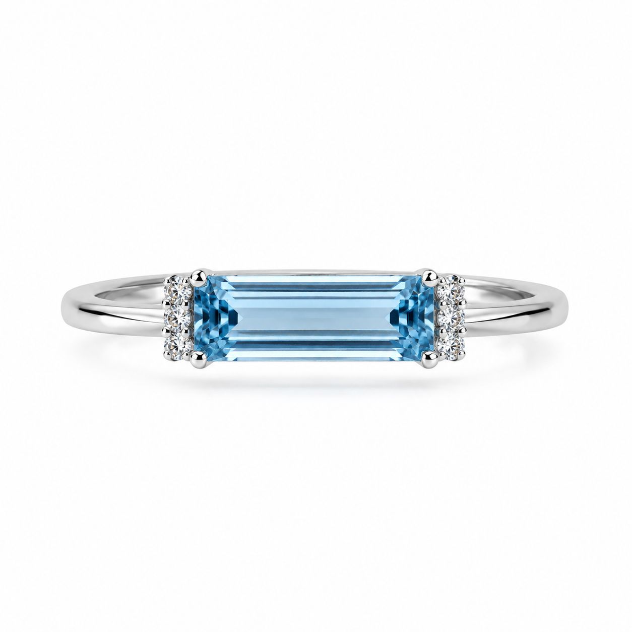 14K White Gold Blue Topaz & Diamond Ring Sleek Sophistication with Modern Grace 14K White Gold Blue Topaz & Diamond Ring Sleek Sophistication with Modern Grace