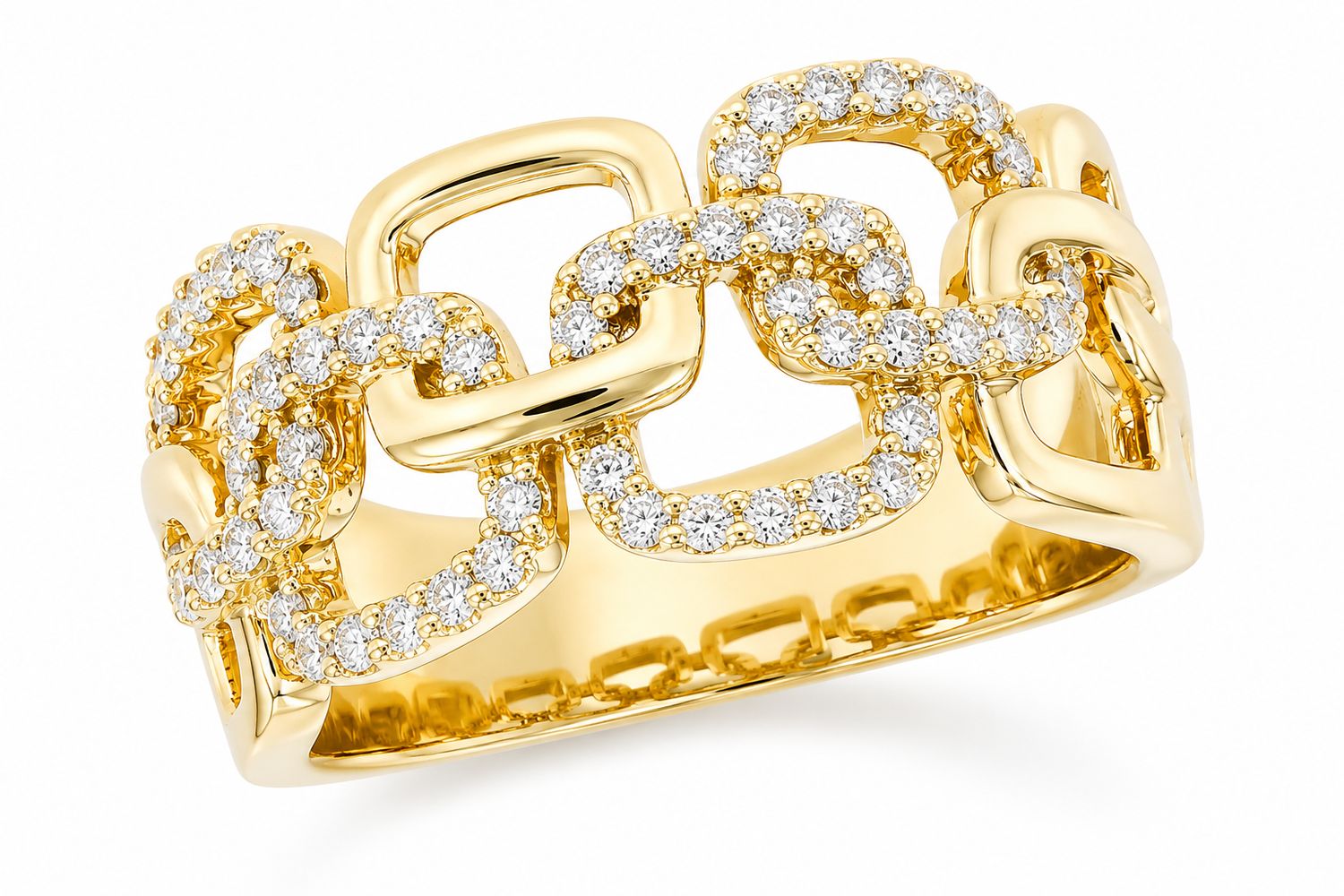 14K Yellow Gold Diamond Link Ring 14K Yellow Gold Diamond Link Ring