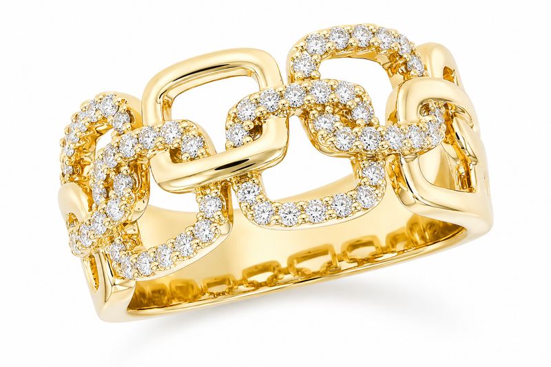 14K Yellow Gold Diamond Link Ring