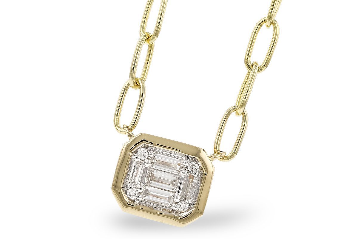 14K Yellow Gold Emerald-Cut Diamond Pendant Necklace 14K Yellow Gold Emerald-Cut Diamond Pendant Necklace