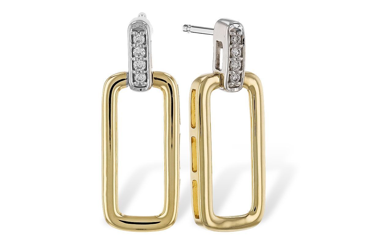 14K Two-Tone Diamond Link Drop Earrings 14K Two-Tone Diamond Link Drop Earrings