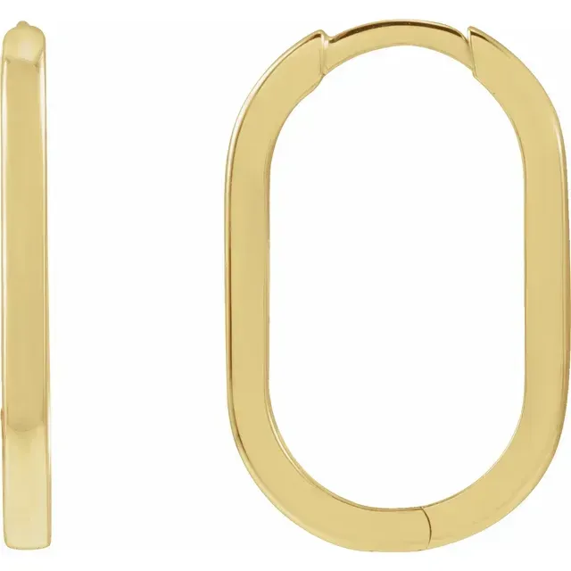 14K Yellow Gold Elongated Oval 20mm Hoop Earrings 14K Yellow Gold Elongated Oval 20mm Hoop Earrings