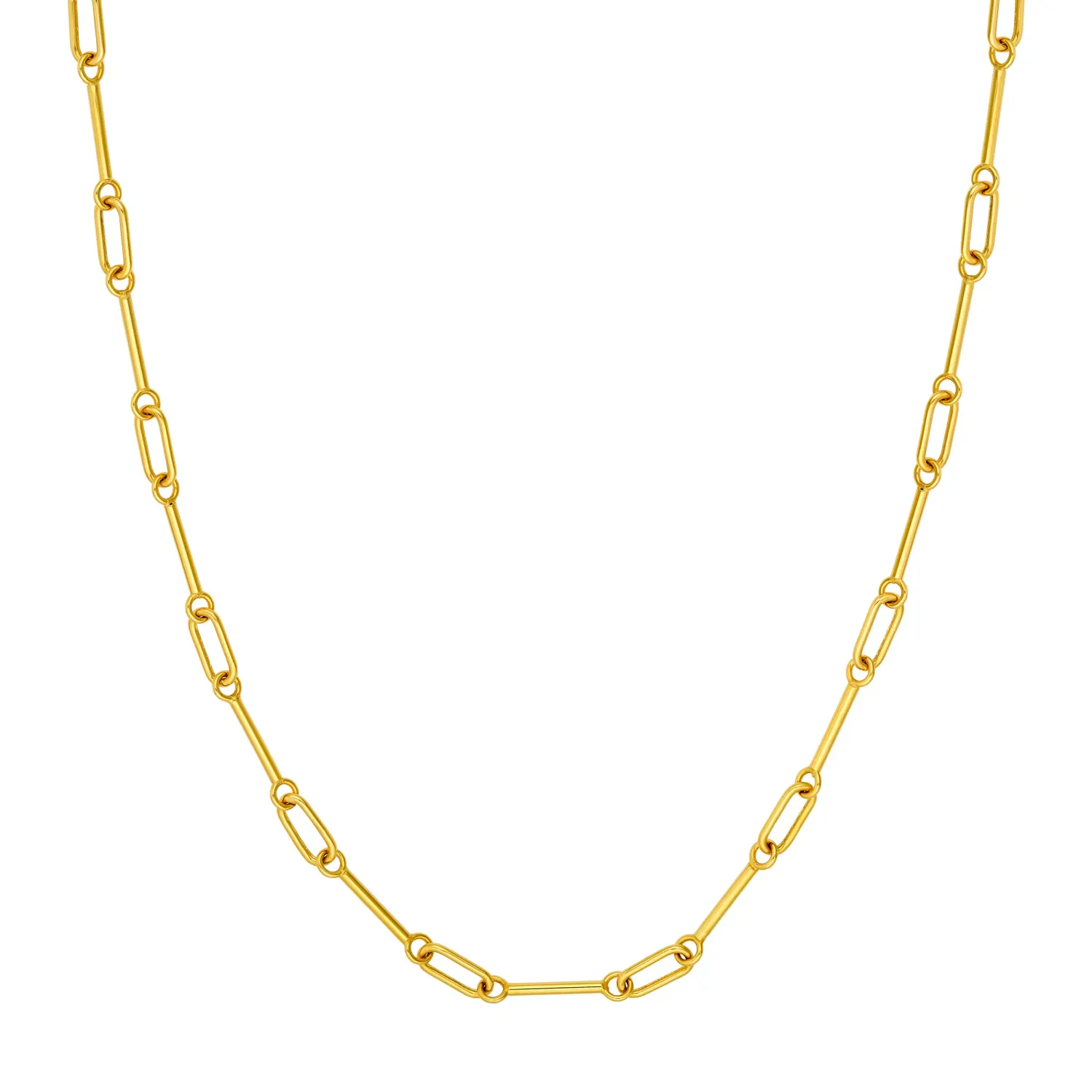 14K Yellow Gold Barbell Link Necklace – 18 Inches