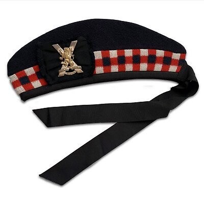Genuine British Army Triple Diced Regiment of Scotland Glengarry Hat- with Badge
