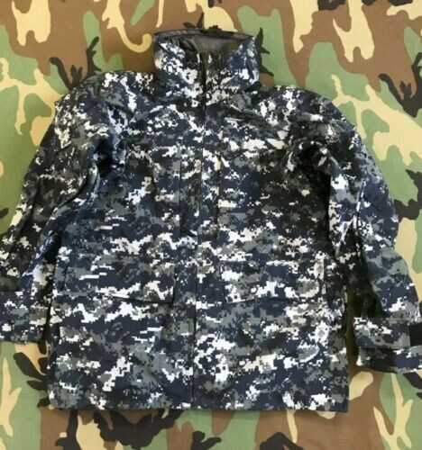 American US Navy Genuine Issue NWU Blue Digital Goretex Waterproof Working Parka Naval, Size: Small - Regular