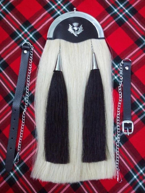 Super-Grade White Horse Hair Sporran with Plain Cantle