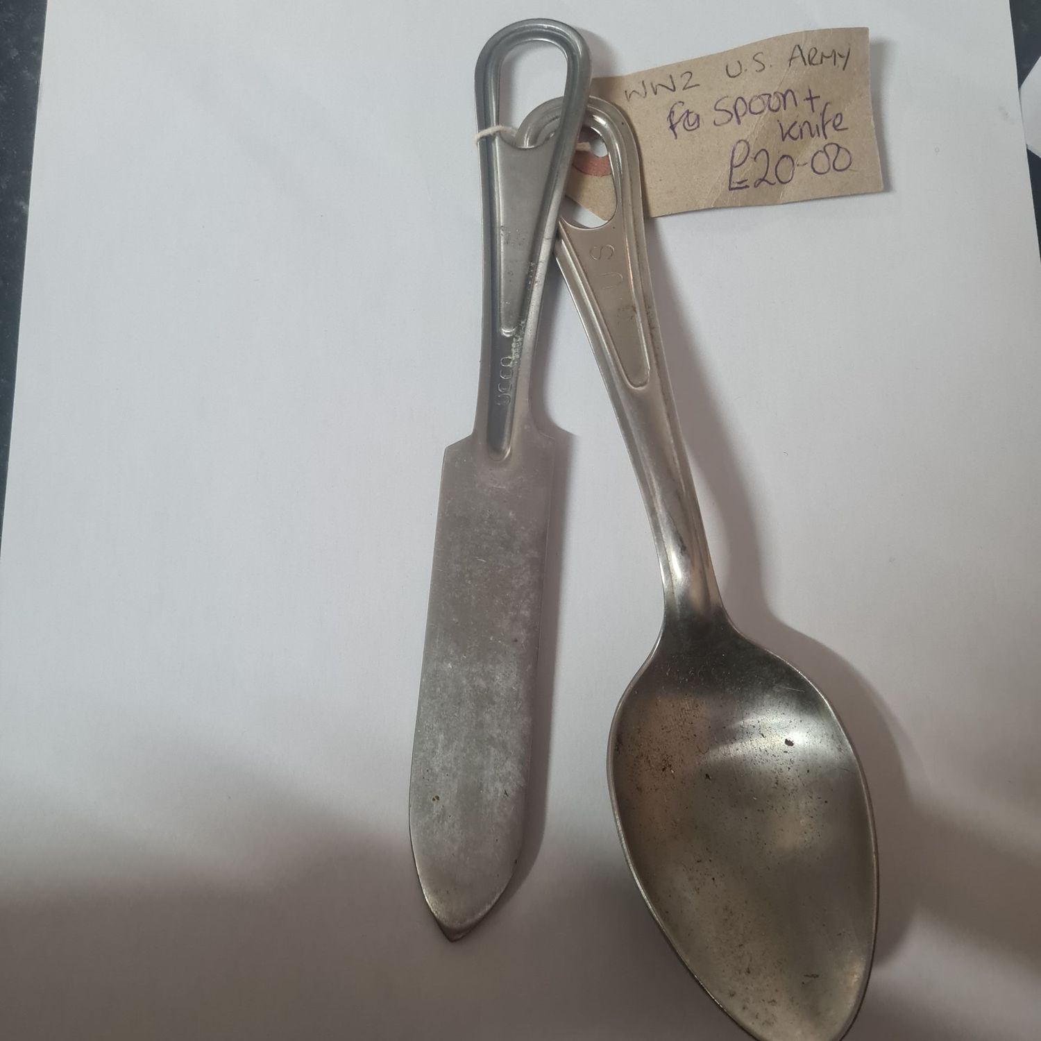 Genuine WW2  US Army Spoon and Knife