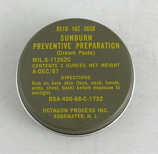 American Army U.S Genuine Vietnam Sunscreen Paste Tin & Cream US USGI Sunburn Preparation Lotion Army
