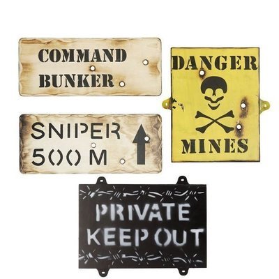 New Kids Set Of 4 Wooden Army Wall Signs