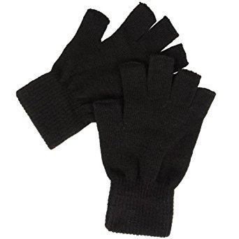 New Black Thermal Fingerless Gloves