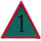 British Army 1 MECH BDE GREEN/BLACK/RED TRF FLASH BADGE