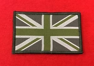 British Army Style Union Jack Olive Green Velco Badges