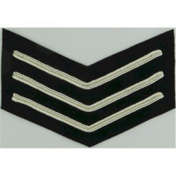 British Police Sergeants Chevrons Silver Wire on Black Badge