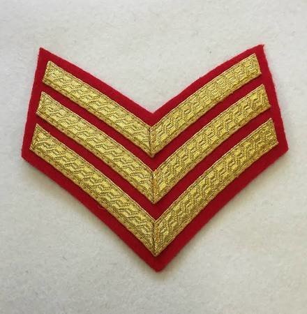 British Army No1 Dress CPL Red and Gold Chevrons Badge