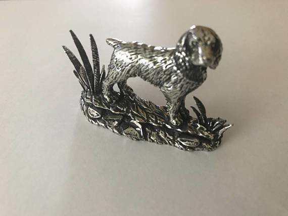 New Spaniel Dog Pewter Figurine Ornament 3D