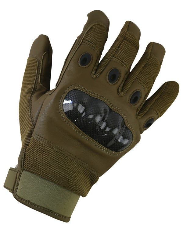New Kombat Predator Tactical Carbon Fibre Armoured Knuckle Gloves- Coyote