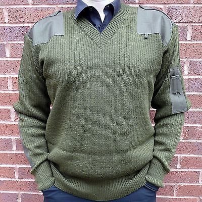 Italian Army New Genuine Olive Wool V-Neck Jumpers