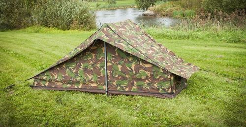 Dutch Army Genuine Used Canvas Woodland Camo  One Man Pup Tent