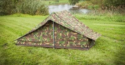 Dutch Army Genuine Used Canvas Woodland Camo One Man Pup Tent