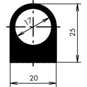 Gummiprofil für Türen und Tore 20 x 25 mm