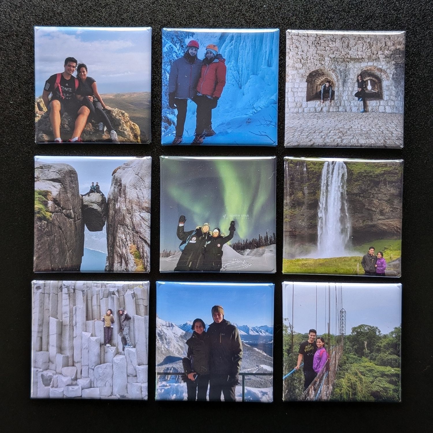 Set of 9 customised photo magnets