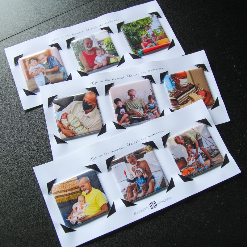 Set of 9 customised photo magnets