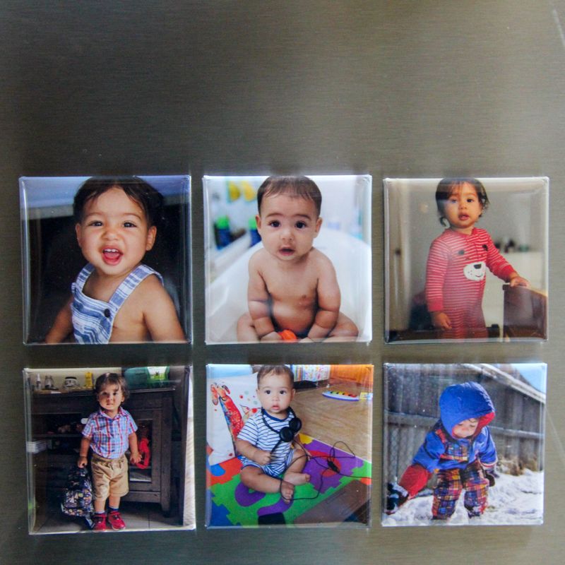 Set of 6 customised photo magnets