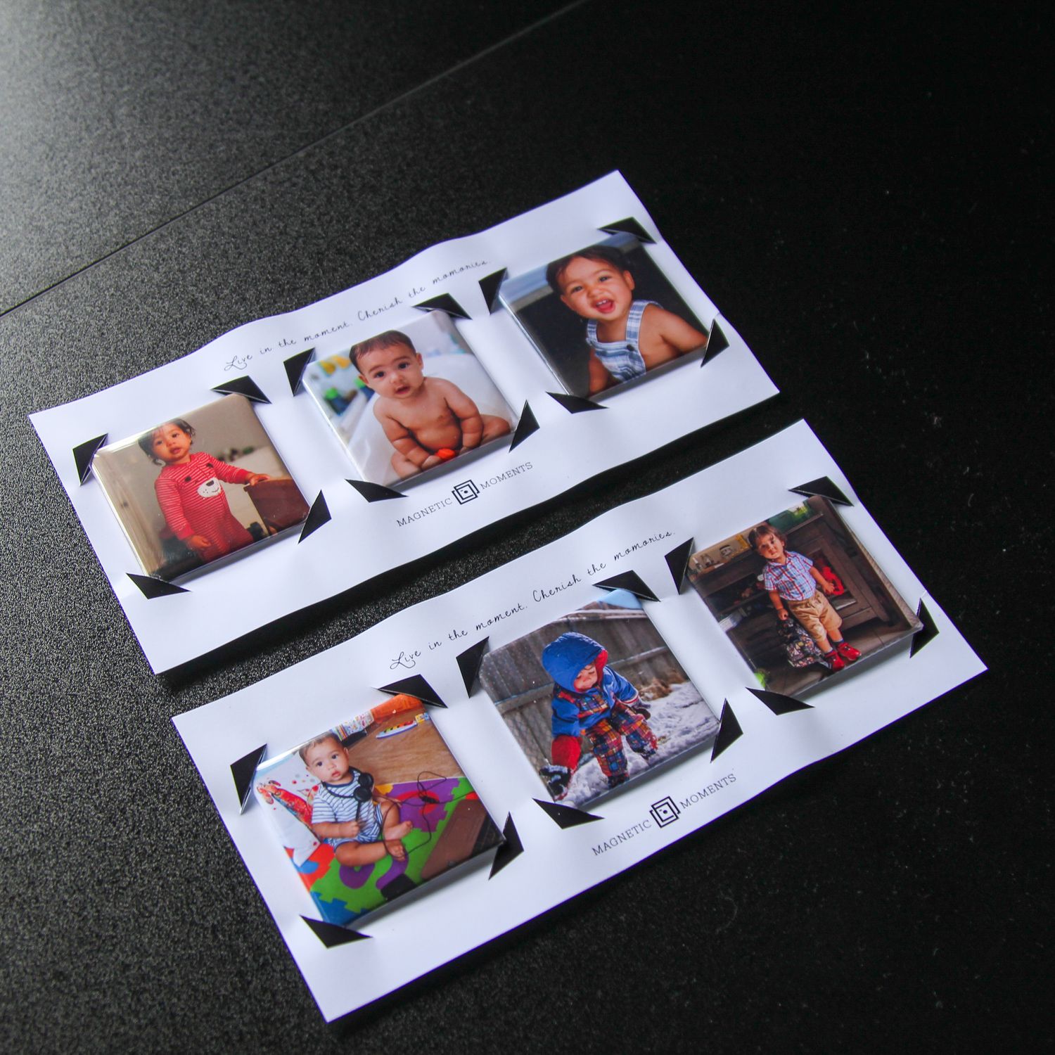 Set of 6 customised photo magnets