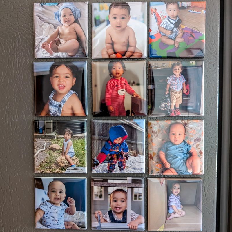 Set of 12 customised photo magnets