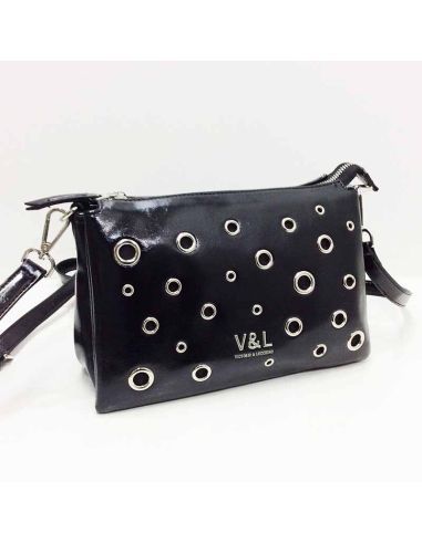 Bolso bandolera con tachuelas V&L Lua en Negro