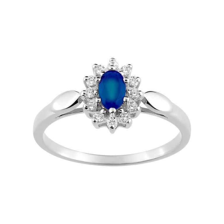 Anillo oro 375 Zafiro con circonitas K074_12 9K
