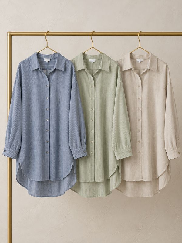 Irish Linen Stripe Boyfriend Shirt