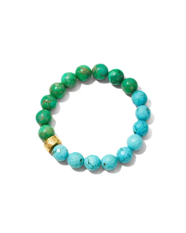 NEST Green &amp; Blue Turquoise Color Block Stretch Bracelet