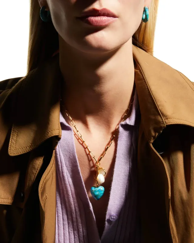 NEST Turquoise Heart Charm Necklace