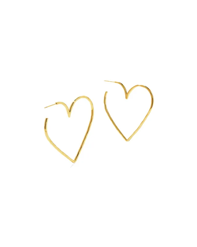 NEST Gold Heart Skinny Hoop Earrings